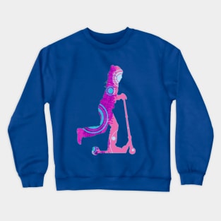 Sweet Childhood - Girl on Kick scooter Crewneck Sweatshirt